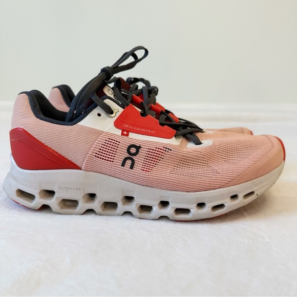 On Running Cloudstratus Rose Red Coral Running Shoes Sneakers, size Women’s 9 - Picture 2 of 16